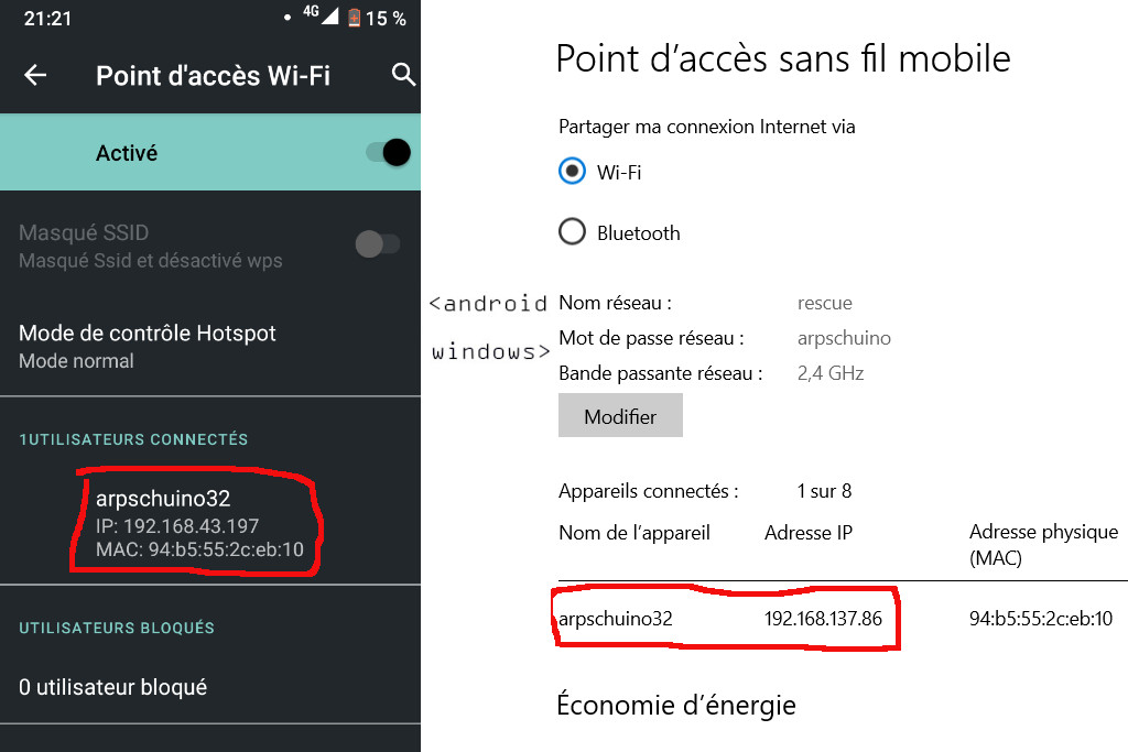 Trouver l'IP de la carte dans les paramètres de son point d'accès